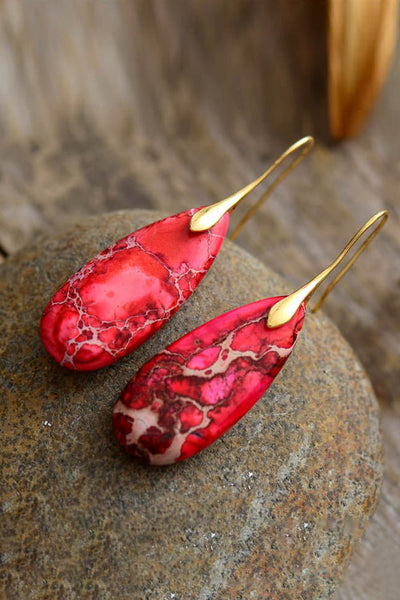 Vintage-Inspired Natural Stone Drop Earrings in 14K Gold & Platinum
