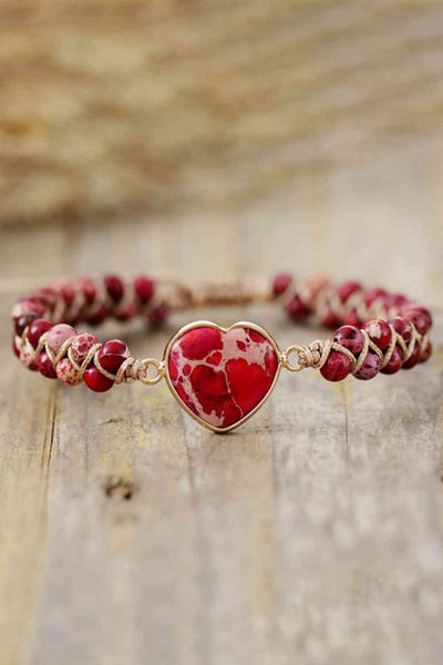 Handcrafted Heart Chakra Natural Stone Bracelet