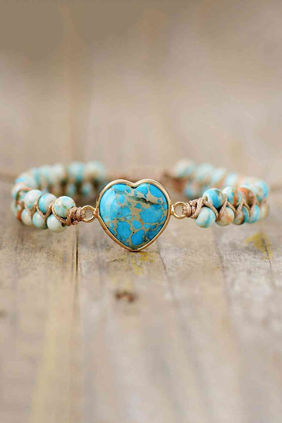 Handcrafted Heart Chakra Natural Stone Bracelet