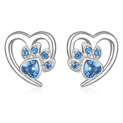 Paw and Heart Earrings with Zirconia