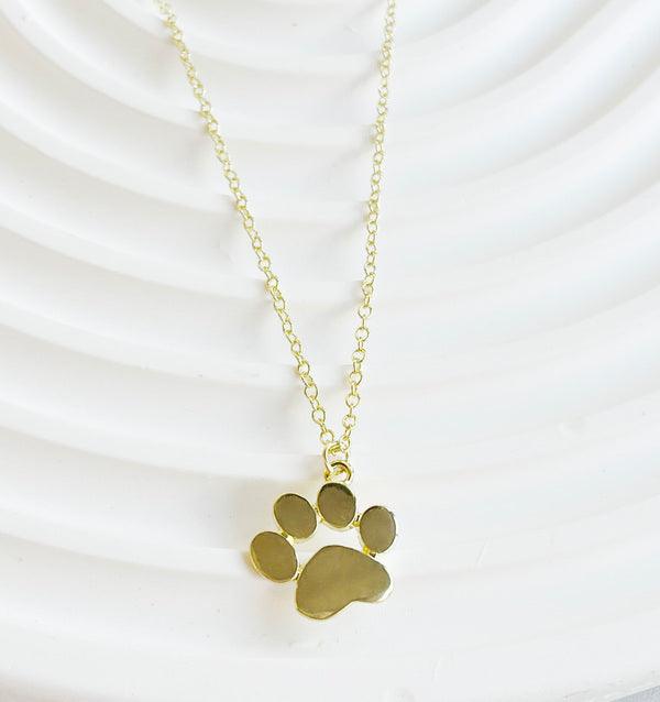 14K Gold Paw Print Memory Necklace - Forever Dog Mom Gift