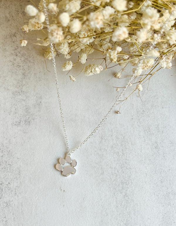 Sterling Silver Paw Print Memory Necklace - Cherish Your Pet Forever