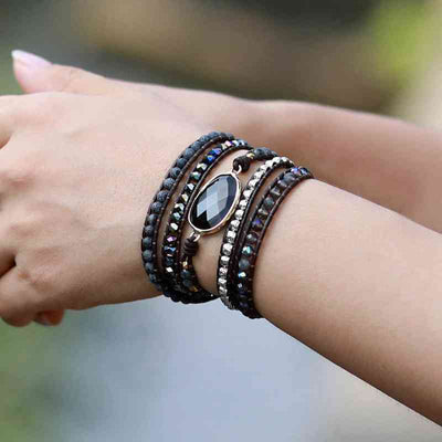 Healing Agate & Crystal Statement Bracelet - Natural Stone Layered Design