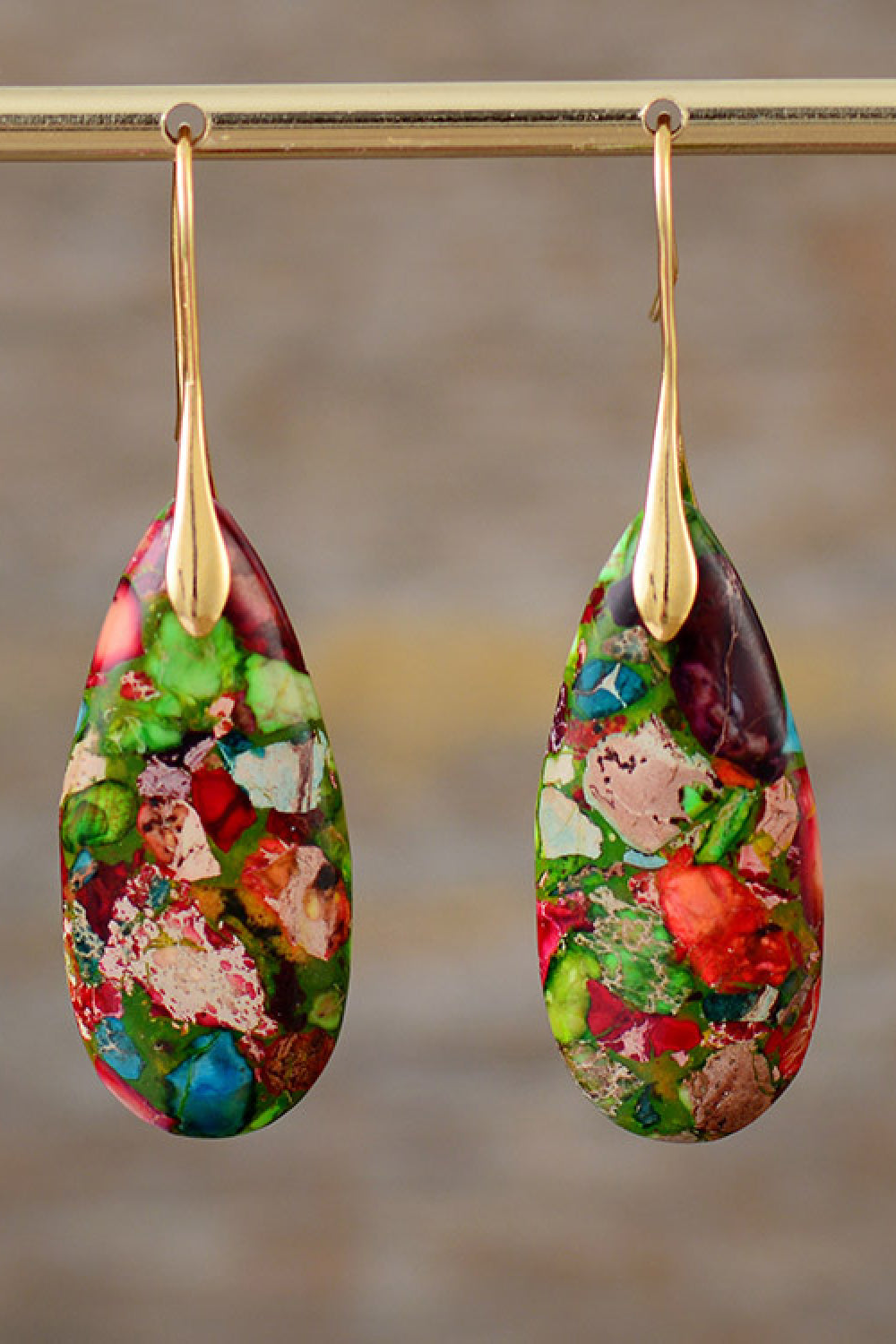 Handcrafted Natural Stone Teardrop Earrings - Timeless Elegance Collection