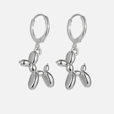 Gold Huggie Earrings with Mini Balloon Dog Charm
