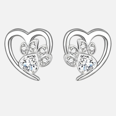 Paw and Heart Earrings with Zirconia