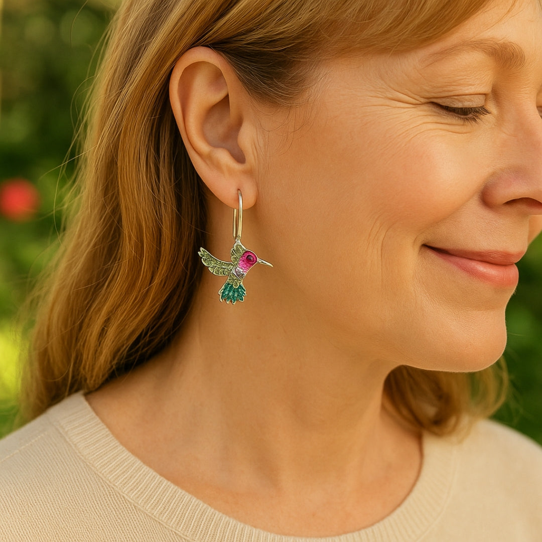 Colorful Hummingbird Sparkle Earrings