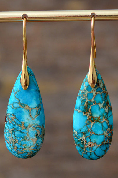 Handcrafted Natural Stone Teardrop Earrings - Timeless Elegance Collection