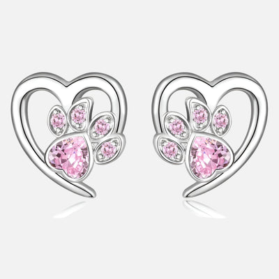 Paw and Heart Earrings with Zirconia