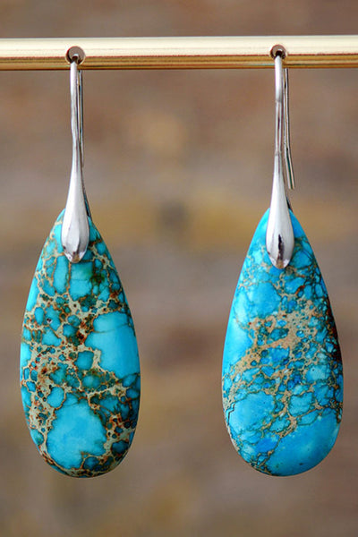 Handcrafted Natural Stone Teardrop Earrings - Timeless Elegance Collection