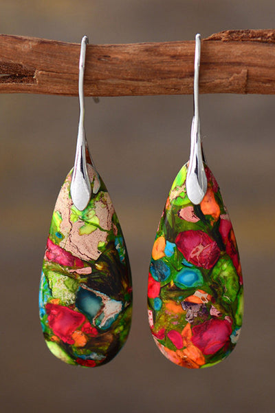 Handcrafted Natural Stone Teardrop Earrings - Timeless Elegance Collection