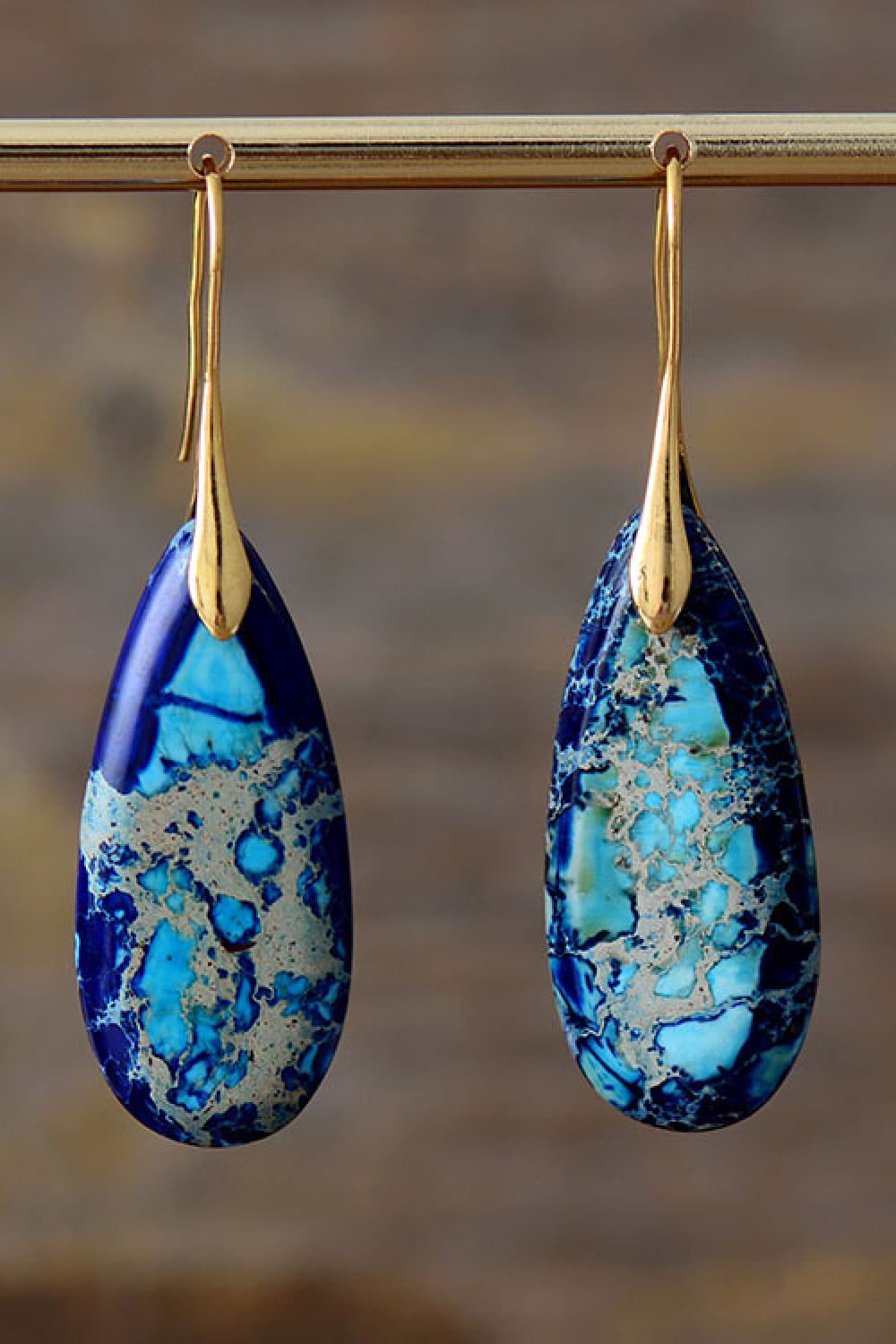 Vintage-Inspired Natural Stone Drop Earrings in 14K Gold & Platinum