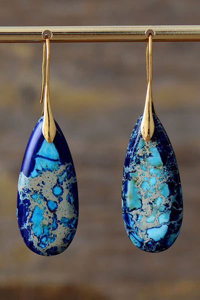 Vintage-Inspired Natural Stone Drop Earrings in 14K Gold & Platinum