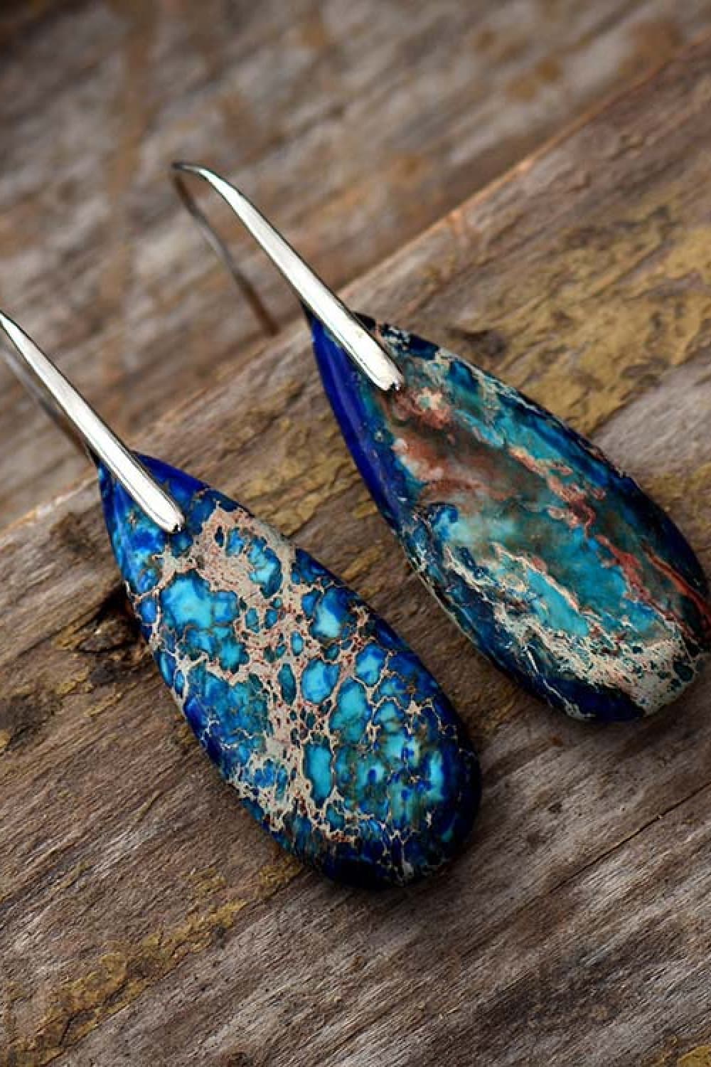 Vintage-Inspired Natural Stone Drop Earrings in 14K Gold & Platinum