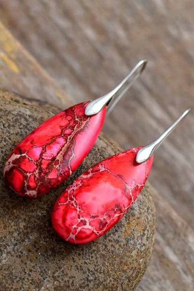 Vintage-Inspired Natural Stone Drop Earrings in 14K Gold & Platinum