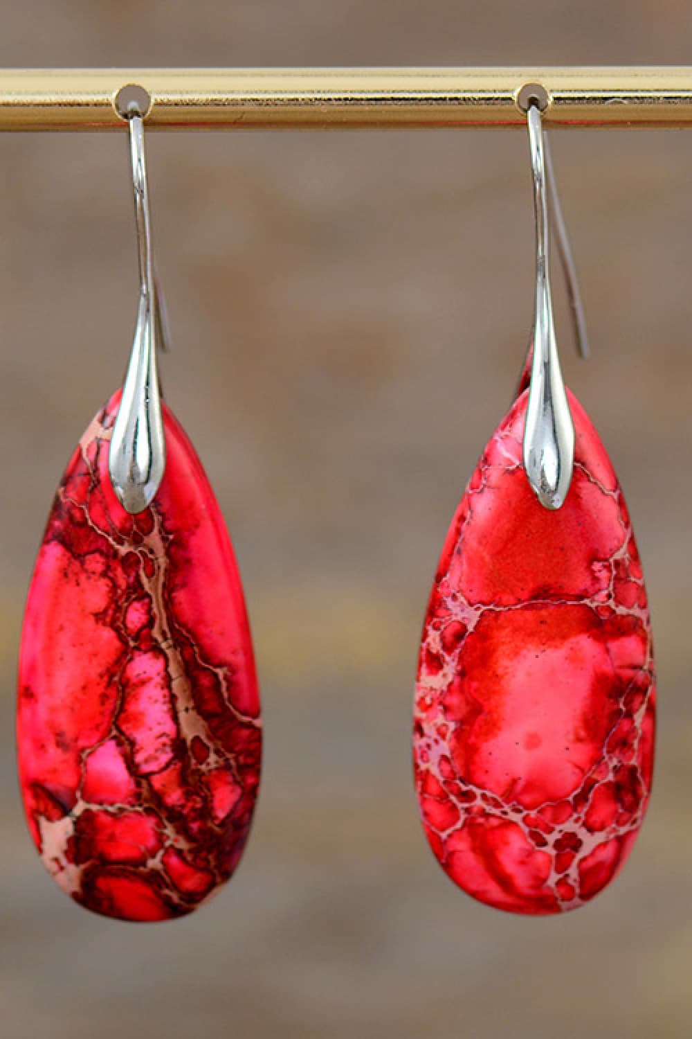 Vintage-Inspired Natural Stone Drop Earrings in 14K Gold & Platinum