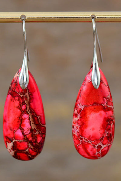 Vintage-Inspired Natural Stone Drop Earrings in 14K Gold & Platinum
