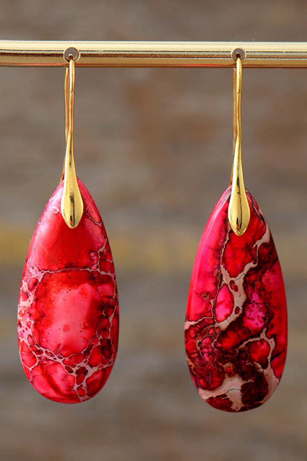 Vintage-Inspired Natural Stone Drop Earrings in 14K Gold & Platinum