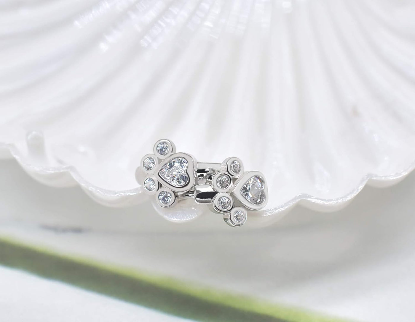 Sparkling Paw Print Huggie Hoops - Dainty Crystal Pet Lover Earrings