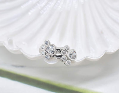 Sparkling Paw Print Huggie Hoops - Dainty Crystal Pet Lover Earrings