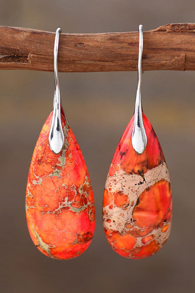 Vintage-Inspired Natural Stone Drop Earrings in 14K Gold & Platinum