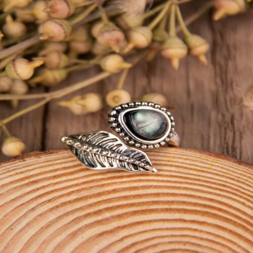 Moonstone Leaf Wrap Ring - Sterling Silver Statement Jewelry