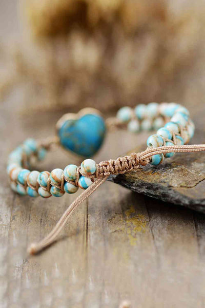 Handcrafted Heart Chakra Natural Stone Bracelet