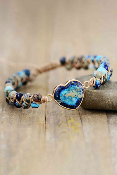 Handcrafted Heart Chakra Natural Stone Bracelet