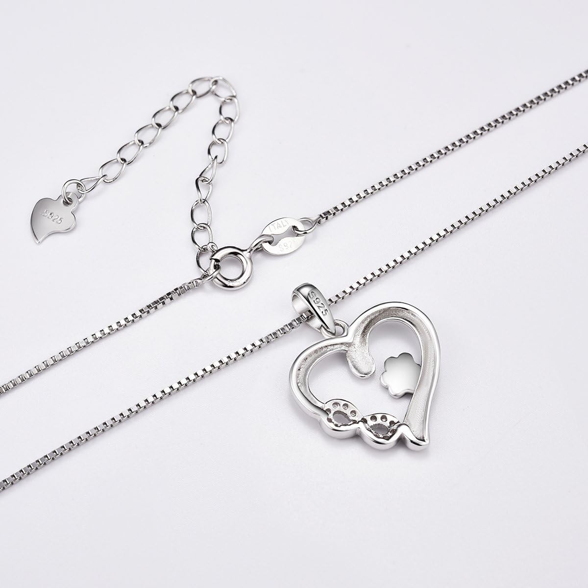 Infinity Heart Paw Print Sterling Silver Necklace - Pet Memorial Jewelry