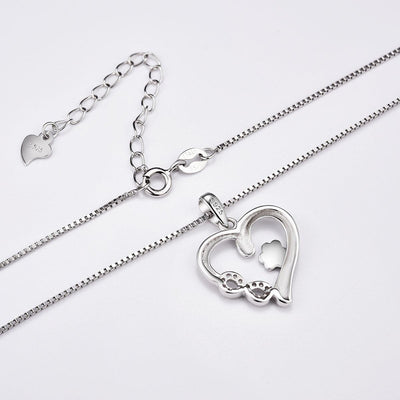 Infinity Heart Paw Print Sterling Silver Necklace - Pet Memorial Jewelry