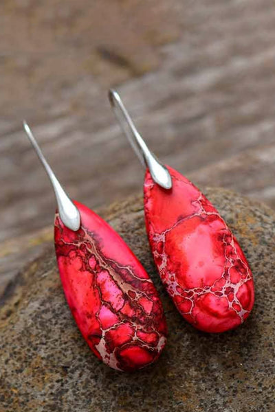 Vintage-Inspired Natural Stone Drop Earrings in 14K Gold & Platinum