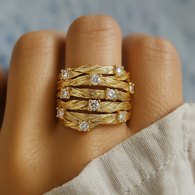 Vintage Golden Zirconia Ring