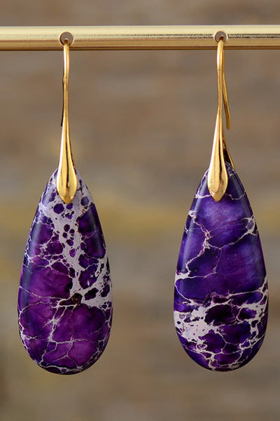 Vintage-Inspired Natural Stone Drop Earrings in 14K Gold & Platinum