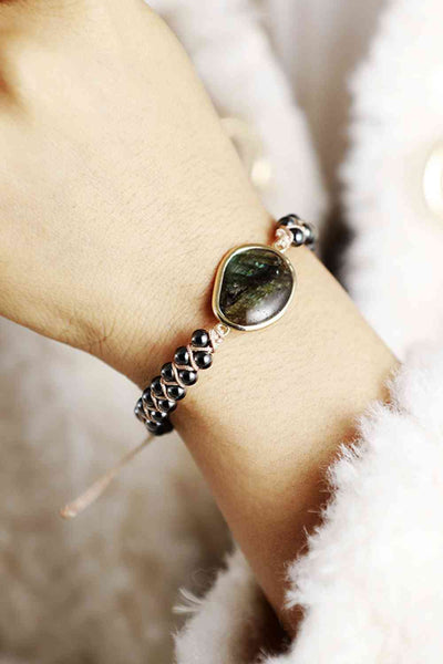 Handcrafted Genuine Gemstone Stretch Bracelet - Adjustable Natural Stone Beads