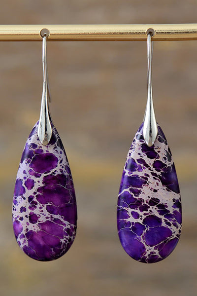 Vintage-Inspired Natural Stone Drop Earrings in 14K Gold & Platinum