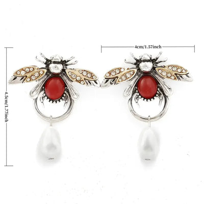 2pcs Retro Elegant Hypoallergenic Bee Pendant Earrings Accessories Suitable for Daily Wear or Parties,as Valentine's Day gift
