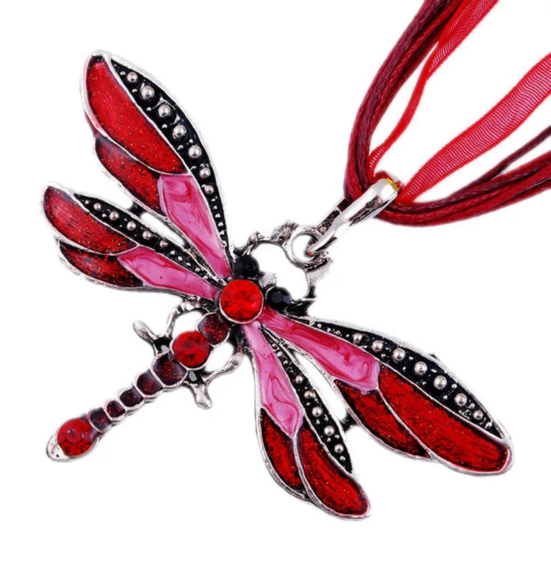 SUMENG New ParagraphWomen Crystal Dragonfly Ribbon Casual Pendant ...