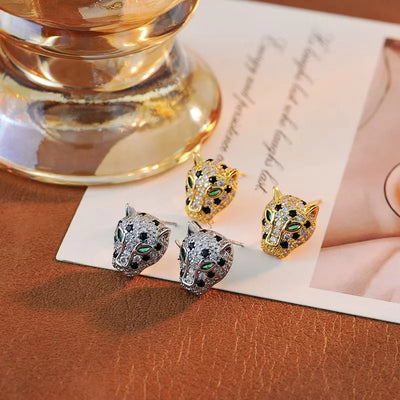 Korea New Design Fashion Jewelry Exquisite Copper Set Zircon Colorful Animal Leopard Earrings Luxury Women's Gala Party earrings