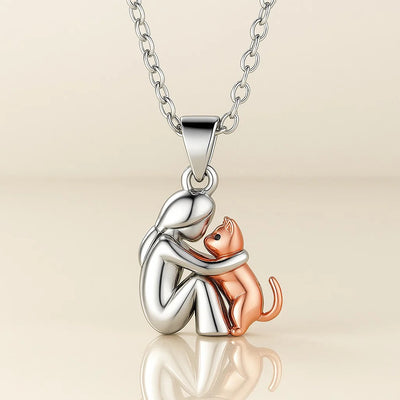Cat Hug Pendant Necklace