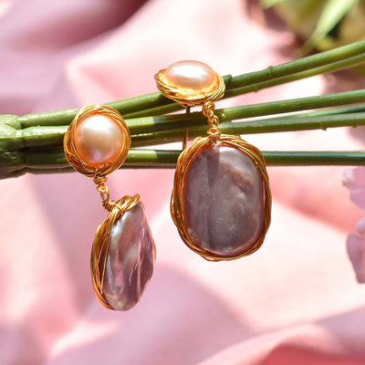 100% Natural Baroque Freshwater Pearl 14K Gold Filled Female Tassels Stud Earrings Jewelry For Women Birthday Gifts