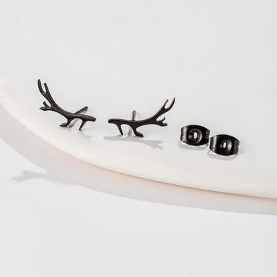 1 Pair Trendy Cute Deer Horn Stud Earrings Stainless Steel Antler Earing for Women Small Animal Earings Fashion Jewelry Xmas