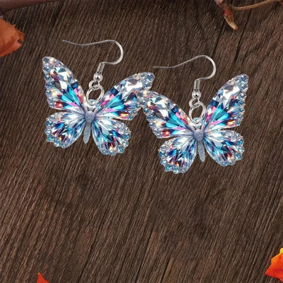 YAOLOGE 2025 New Arrival Sparkling Flat Butterfly Earrings Acrylic Material Women Novel Glamorous Eardrop Party Gifts
