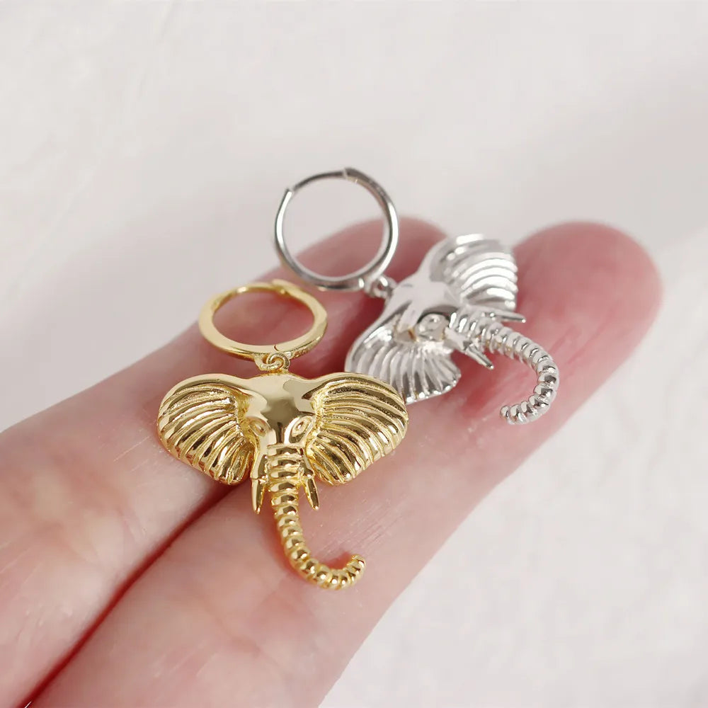 Cute Small Animal Elephant Stainless Steel Ear Buckle Hoop Earrings For Women Female Pendant Earrings 2022 Trend Fashion Jewelry