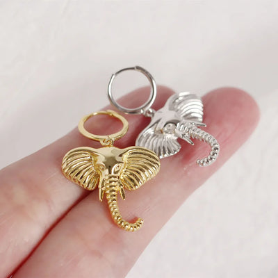 Cute Small Animal Elephant Stainless Steel Ear Buckle Hoop Earrings For Women Female Pendant Earrings 2022 Trend Fashion Jewelry