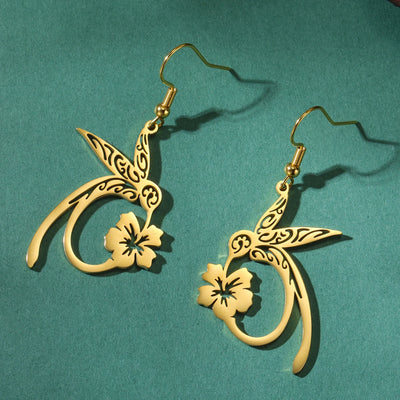 Lemegeton Hollow Hummingbird Stainless Steel Earrings Animal Exquisite Pendant Women's Wealth Jewelry Gift Pendant Party Gift