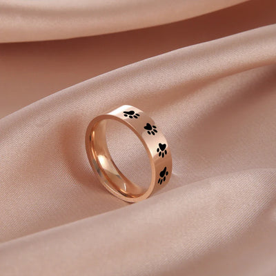 Forever Paw Print Memorial Ring - Sterling Steel Pet Loss Comfort Jewelry