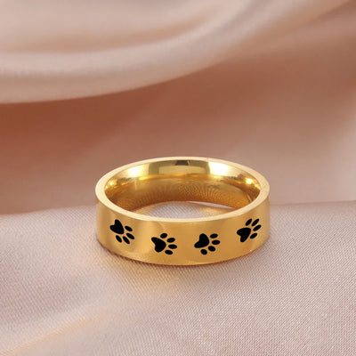 Forever Paw Print Memorial Ring - Sterling Steel Pet Loss Comfort Jewelry