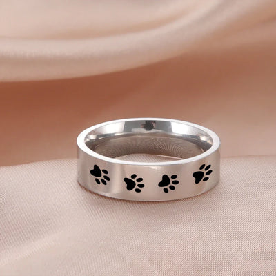 Forever Paw Print Memorial Ring - Sterling Steel Pet Loss Comfort Jewelry
