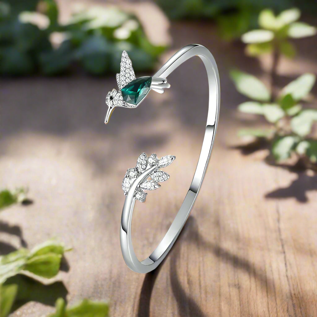 Adjustable Humming Bird Ring with Rhinestone Diamond