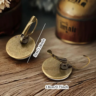 Hot Selling Pop Fox Cat Chicken Jewelry Dome Glass Alloy Earrings Cute Animal Pattern Exquisite Fashion Gift